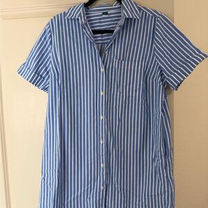 Blue Striped Women’s Button Down Dress